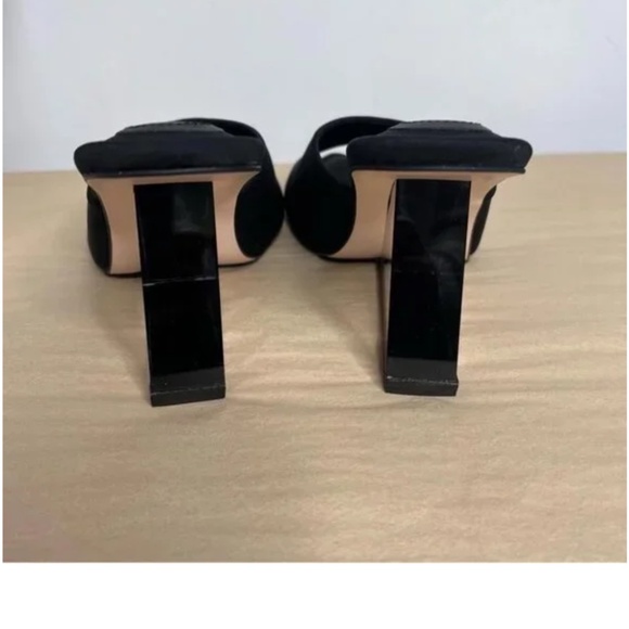 Good American Womens Size 8.5 Clear Wedge Sandals Neoprene Black Lucite - Picture 3 of 10